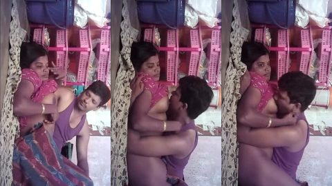 Thirsty Bengali hubby sucking and squeezing busy wife's big boobs