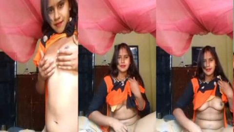 Sexy naughty Bihari wife revealing her assets on cam