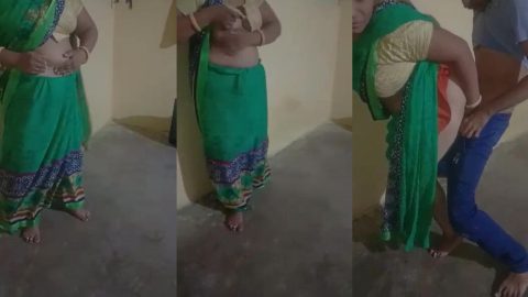 Village chubby aunty in saree fucked in doggy style by young boy