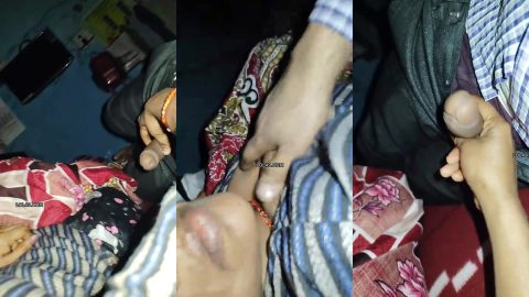 Village desi husband and wife playing with boobs and dick