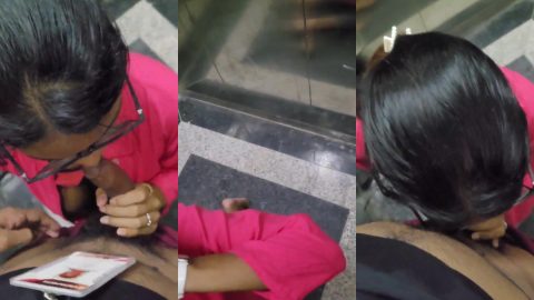 Viral office girl Kavya sucking dick in elevator of her officemate