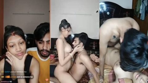 Newly married young couple XXX live sex show for money