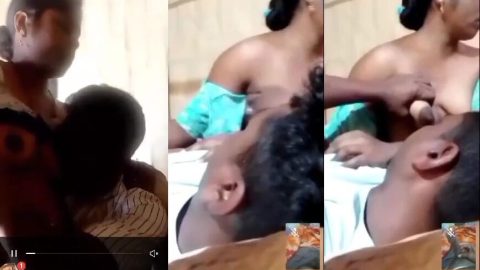 Young Mallu boy squeezing and sucking big boobs of friend's mother