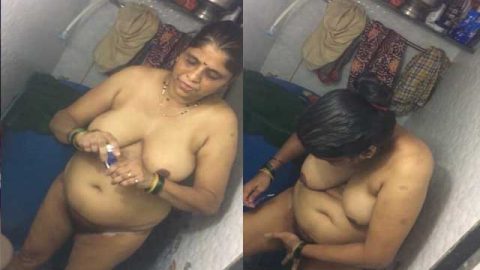 Aunty applying Itch guard in bathroom captured secretly