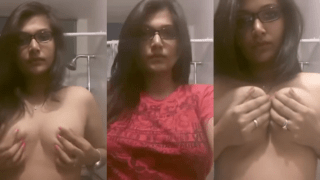 Bathroom Secretary Stripping Boob Show Tease -