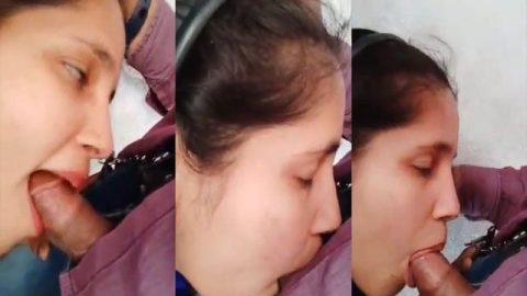 Beautiful Indian girl eating small dick of BF