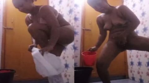 Bhabhi in bathroom baths and fingers cunt in horny mood