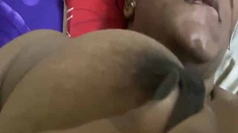 Busty girl's big boob play on selfie cam