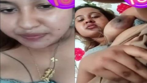 Big boobs horny GF fingering on video call to lover