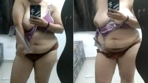 Big boobs wife stripping bra and panty selfie