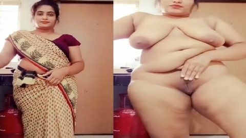 Big boobs wife stripping her saree and nude