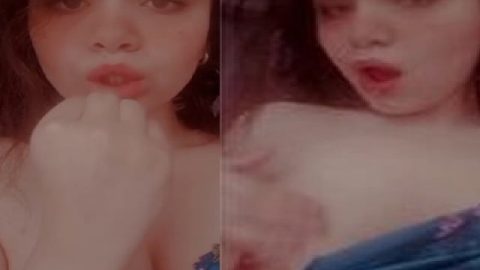 Boob show Desi girl licks nipple in horniness