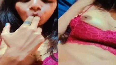 Boob show in bra and naked fingering horny girl