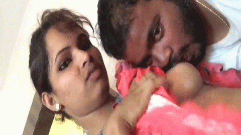 Cute girl's cute boob sucking video for the first time