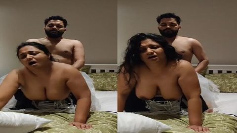 Busty aunty doggy fucking with owner for money