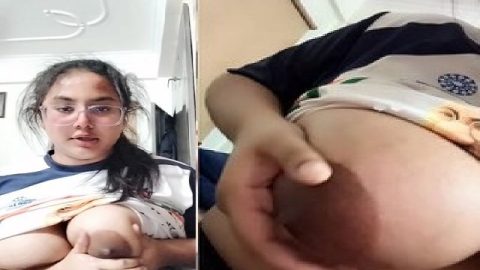 Chubby girl big boobs play in topless video making