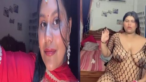 Chubby lady on Instagram in fishnet dress and dildoing