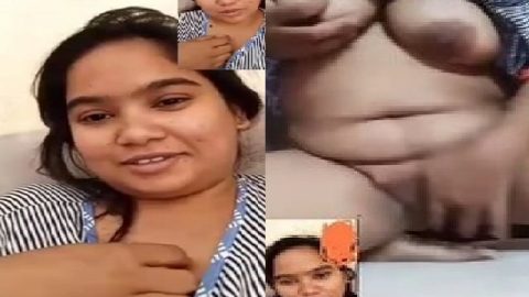 Chubby wife fingering pussy with viral video call chat