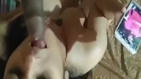 Cumming on GF face watching pics of mother-in-law