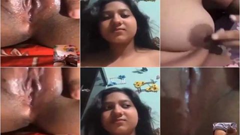 Cute girl showing boob pussy and asshole