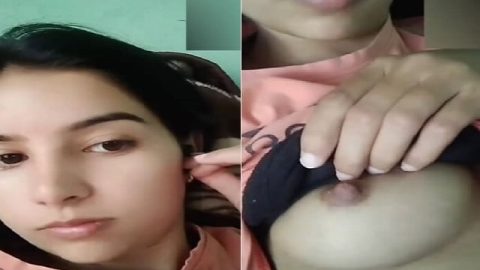 Cute girlfriend perky nipples showing viral selfie