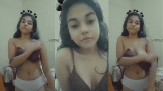 Cute Indian Girl Video Call Strip Boob Show
