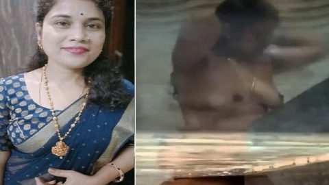 Cute mom shower bath video taken by horny son