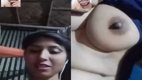 Cute village girl showing her clean pussy on video call