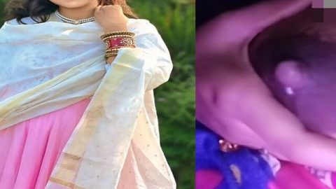 Dark nipples desi girlfriend on video call topless at night