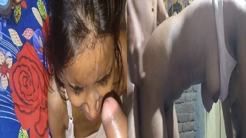 Desi anal sex bhabhi in doggy with cum on face