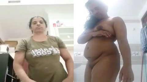 Desi nude aunty in bathroom before a bath