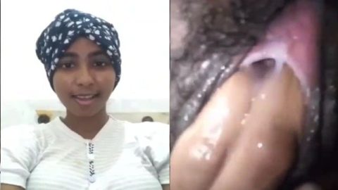 Ethnic Srilankan girl fingering pussy selfie video