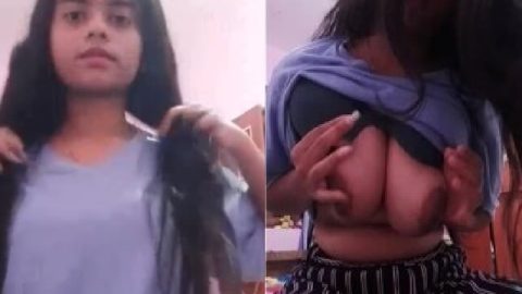 First time boob show by hot girlfriend in topless
