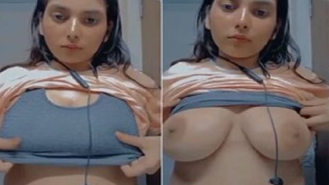 First time topless big boobs showing to lover
