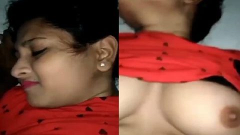 Fuck with moans of Indian viral GF with boob press