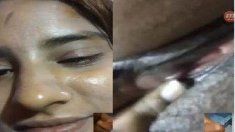 Girlfriend black pussy showing on video call sex