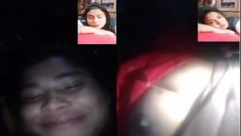 Horny aunty boob show on video call to lover
