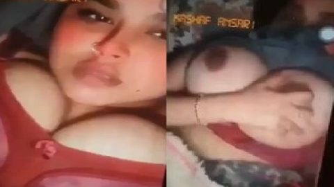 Horny girlfriend topless big boobs playing