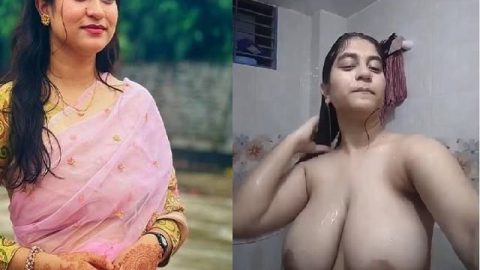 Huge boobs aunty wet nude bath viral video