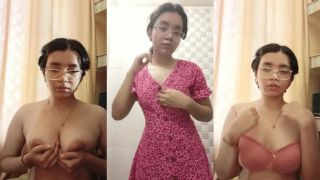 Innocent Girl Presses Boobs and Sticks Tongue