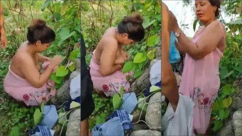 Hot aunty caught fucking outdoor full naked desi sex video