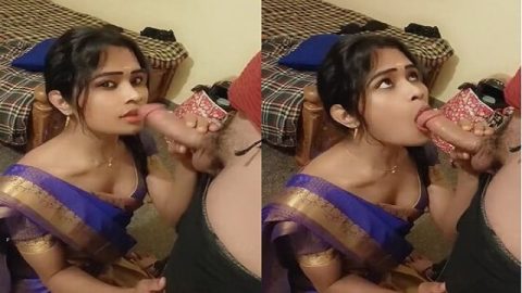 Mallu hot blowjob girl in saree reveals cleavage