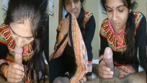 Married Indian girl sucking dick of her husband on cam