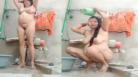 Mature bhabhi head bath in nude video making