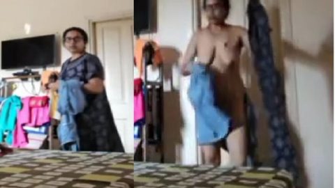 Mom changes nighty and sees camera in her room