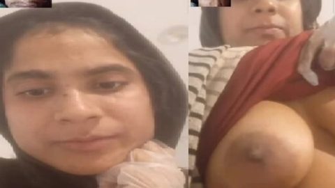 Naughty girlfriend cute boob show on video call