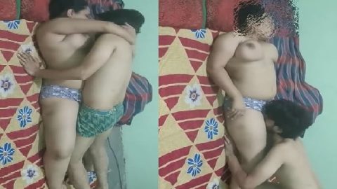 Newly married wife boobs sucking and foreplay sex