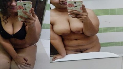 Nude before mirror by big boobs viral Indian girl
