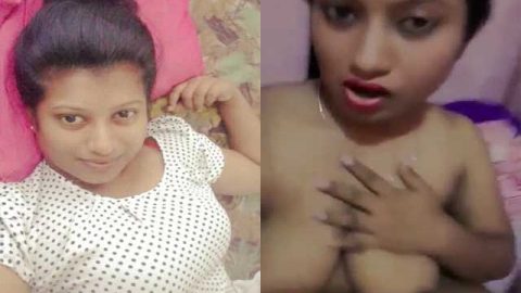 Nude girl showing her long boobs
