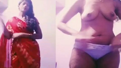 Office teammate stripping saree MMS nude